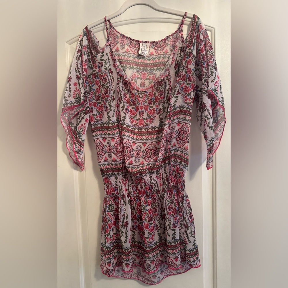 Becca Semi Sheer Pink Floral Coverup